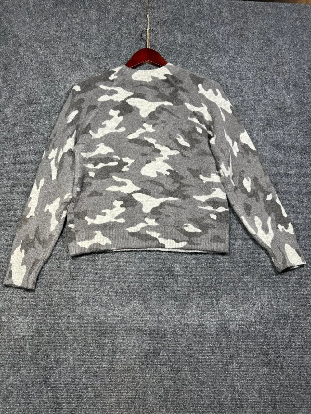 Banana Republic Sweater Womens Medium Gray Camouflage Ribbed Hem Pullover